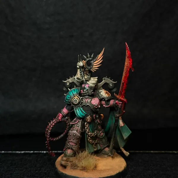 Custom commissioned Warhammer Space Marine Captain, painted with glowing effects and detailed armor